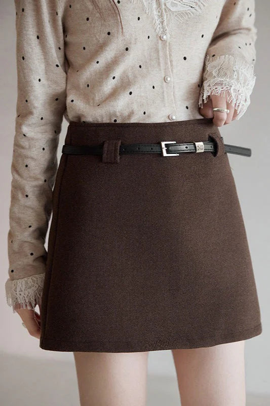 Solid Tartan Textured Skirt