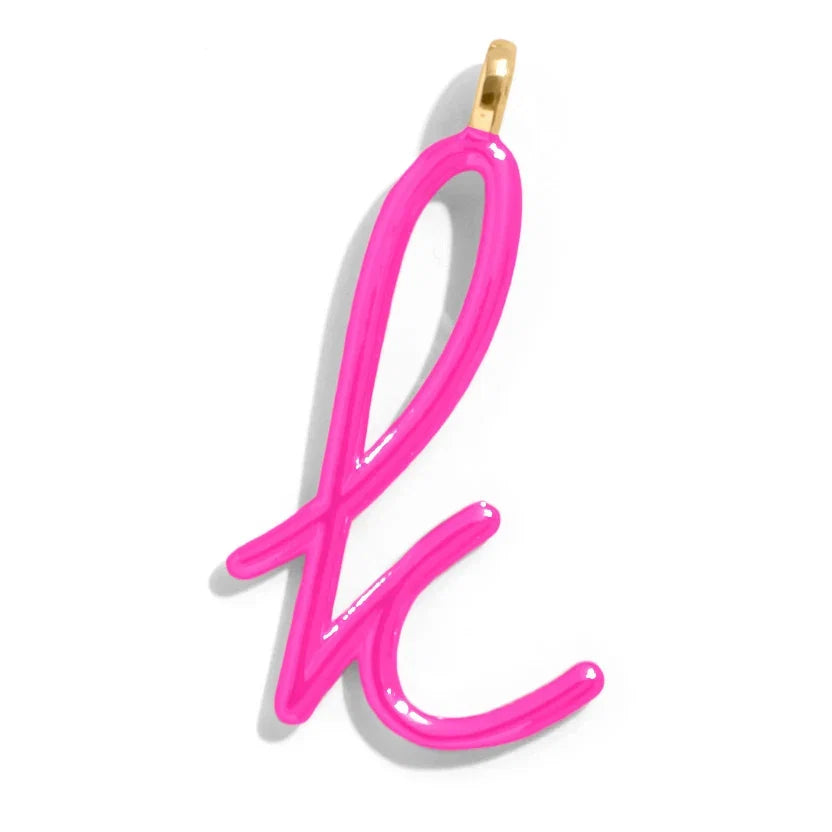 Custom Hot Pink Enamel Script Letter Charm - K