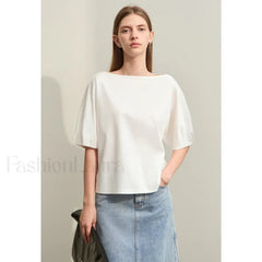 Slash Neck Lantern Sleeve T-Shirt