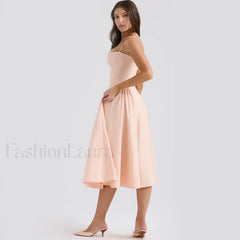 Fit-Flare Spaghetti Midi Dress