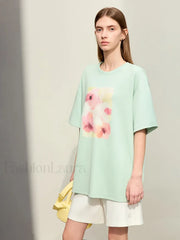 Flower Print Drop Sleeve T-Shirt