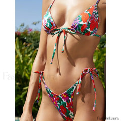 Tie Side Floral Print Bikini Set