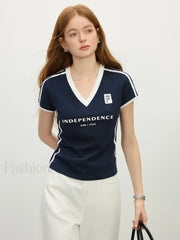 Sporty Cropped Racerback Jersey T-Shirt