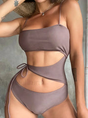 Brown High Cut One Piece