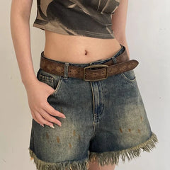 Vintage Embossed Leather Waist Belt