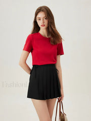 Casual Grey Cotton Elastic Neck T-Shirt