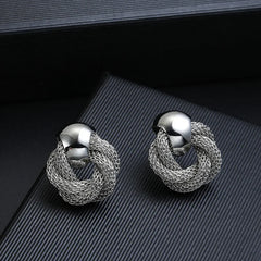 Vintage Metallic Twisted Weaving Round Circle Dangle Earrings Wedding Earring