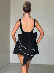 Pearl Bow Sleeveless Mini Dress