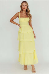 Sexy Backless Halter Tiered Ruched Waist Maxi Prom Dress