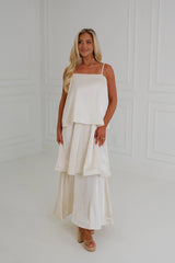 Heather Layered Flowy Maxi Dress-Ivory