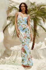 French Retro Lace Vest Sleeveless Printed Floral Dress