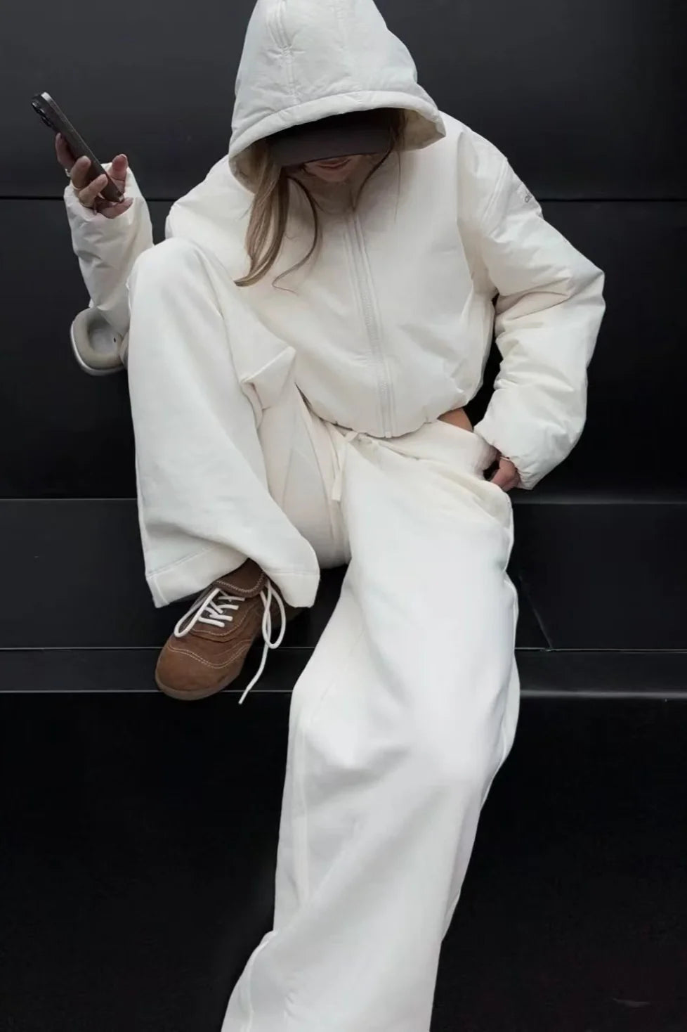 Athletic Relaxed Fit Wide Knit Pants