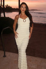 V-Neck Halter Bodycon Maxi Dress