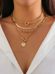 4pcs Chunky Stacking Pendant Necklace
