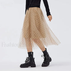 Mesh Polka Dot Umbrella Skirt