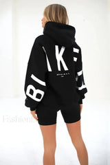 American Retro Letter Print Oversized Hoodie