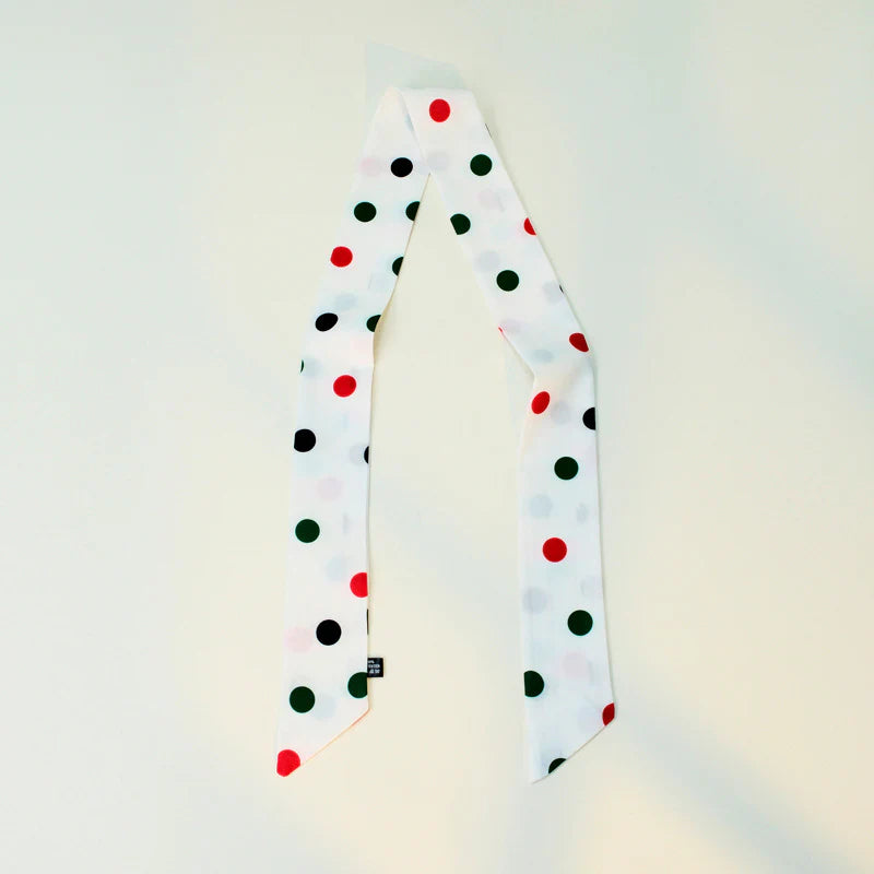 Polka Dot Skinny Long Neck Tie Ribbon Scarf