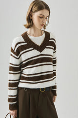 Oversized Striped V-Neck Sweater