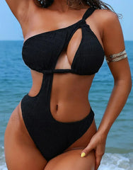 One Shoulder Push Up Backless One Piece