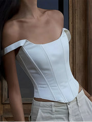 Ivory Glow Tied Trendy Crop Corset Top