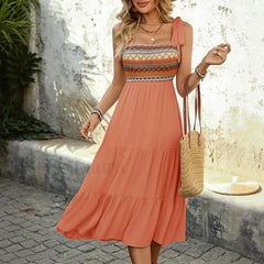 Colorful Geometric Woven Boho Dress