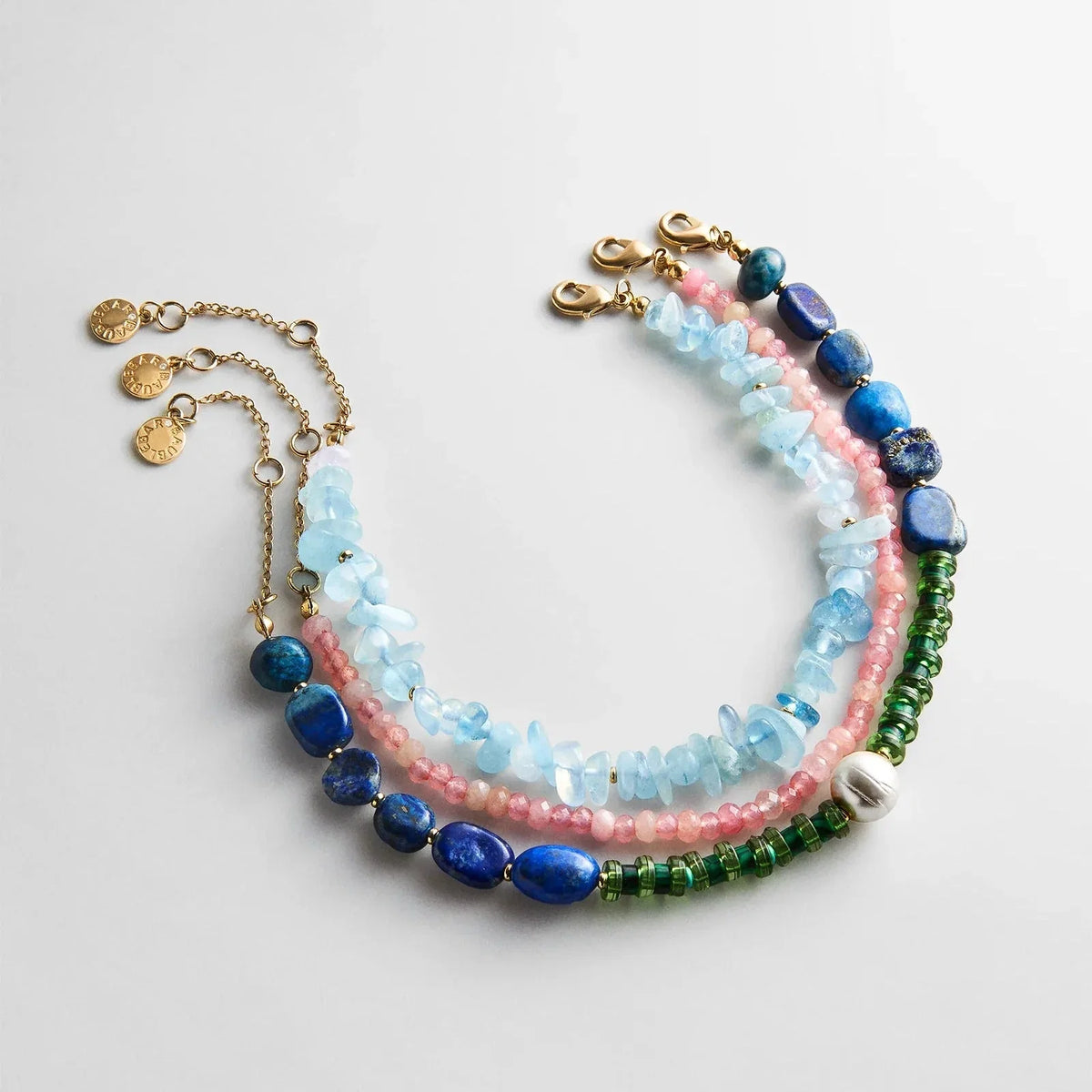 Brooke Semi-Precious Waterproof Anklet Set - Muted Multi