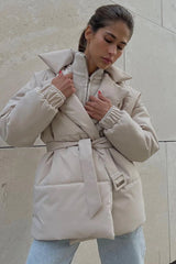Slim Fit Lapel Belted Winter Coat