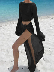 Slit Cut Sexy Long Sleeve Cover Up