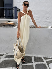 Creamy Halter Long Dress