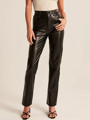 Straight Leg Graceful Faux Leather Pants