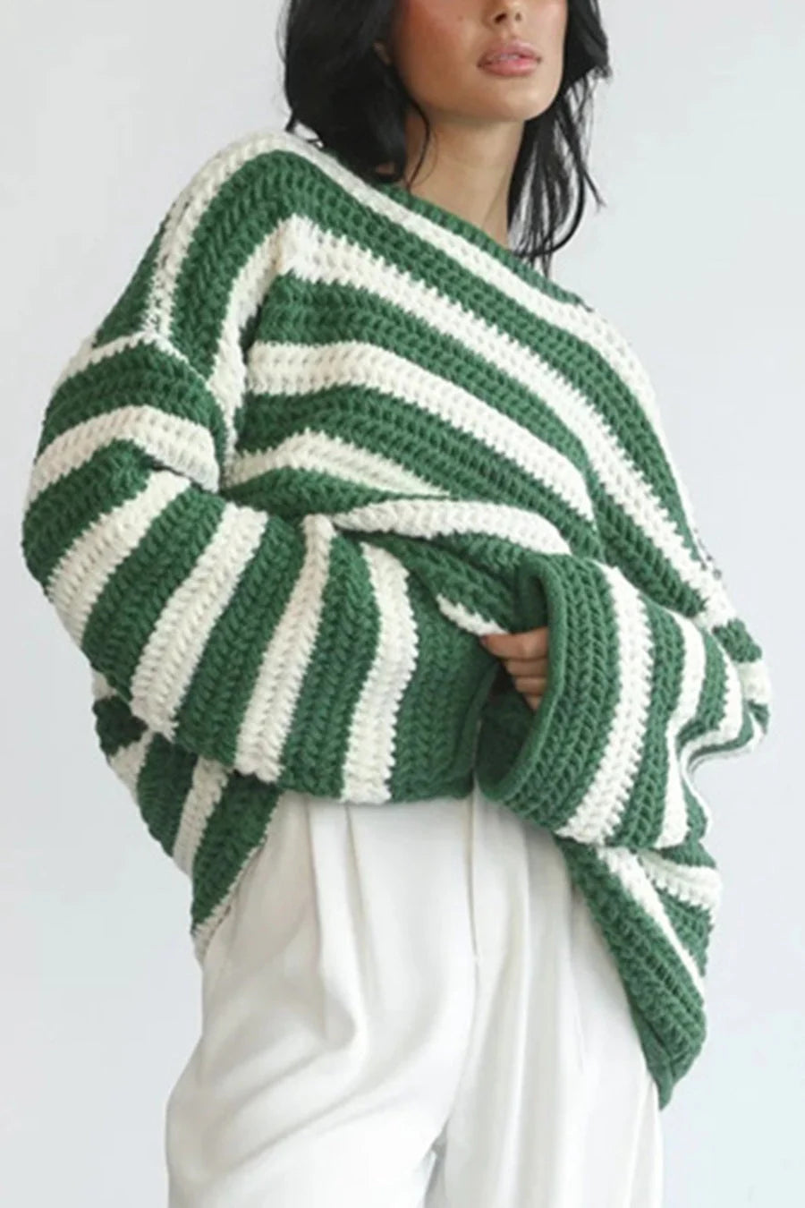 Striped Knit Casual Loose Sweater