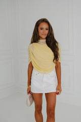 Abigail Ruched Top-Pastel Yellow