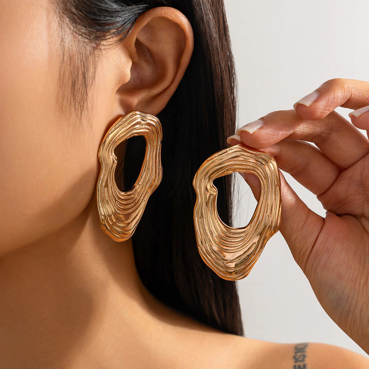 Liquid Irregular Ruched Flower Earrings
