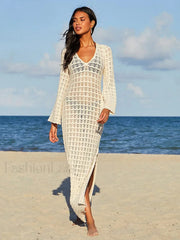Backless Hollow Out Slit Cut Cover Up