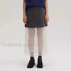 Lace Spliced Pleated Zipper Skirt
