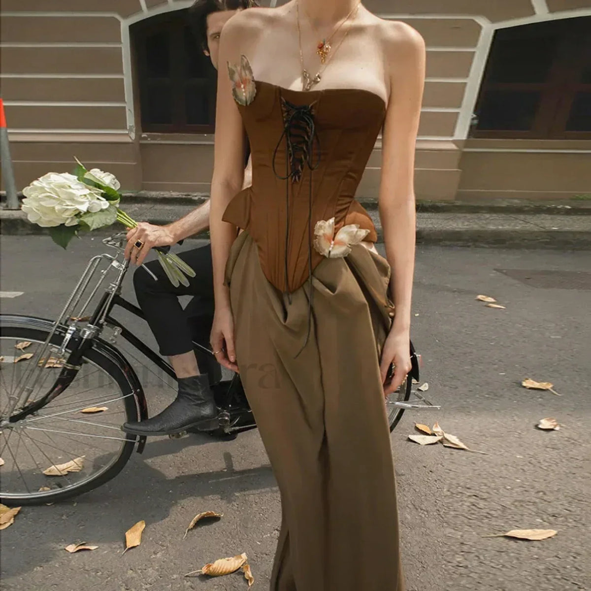 Butterfly Corset Strapless Maxi Dress