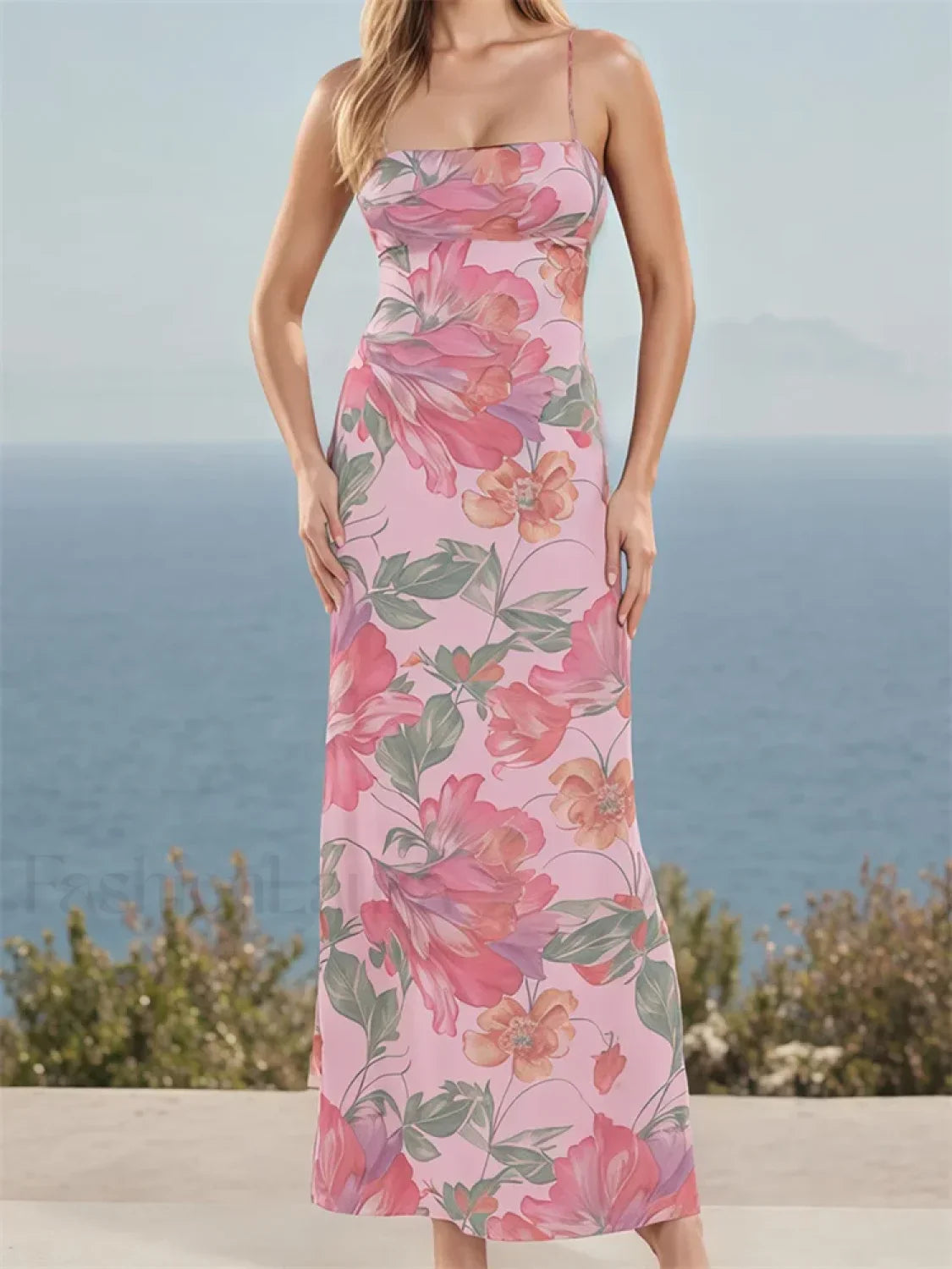 Floral Criss-Cross Strap Maxi Dress