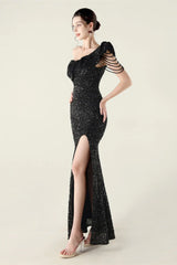 Draped One Shoulder Ruffle Formal Dress