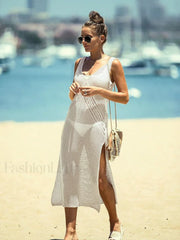 V Neck Slit Cut Cover Up