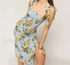 French Bow Satin Floral Dress