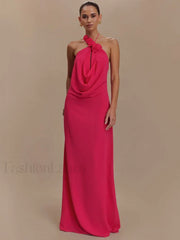 Rose Lace-up Off Shoulder Maxi Dress