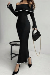 Off Shoulder Long Sleeve Sweater Dress