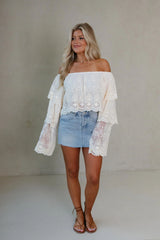 Jane Distressed Mini Skirt-Light Denim