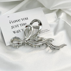 Premium Bow Metallic Large Hair Claw