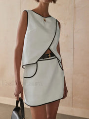 O-Neck Sleeveless Skirt Two Piece Set