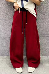 Solid Color Casual Fluid Wide Leg Fleece Sweat Pants