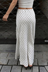 Polka Dot Satin High Waist Skirt
