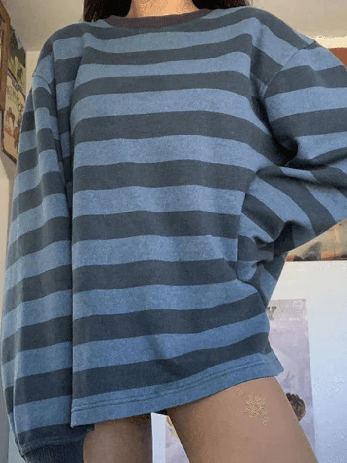 Vintage Striped Pullover Sweatshirt