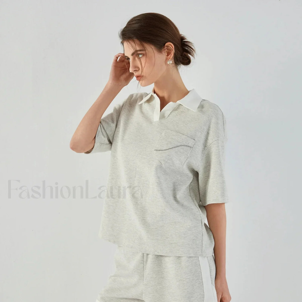 Lapel Combed Cotton Casual T-Shirt