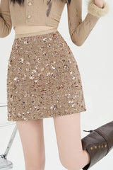 High Waisted Sequin Bodycon A Line Skirt